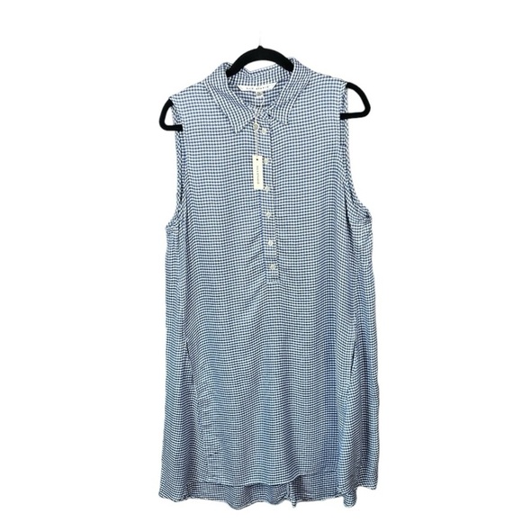 Max Studio Sleeveless Blue White Gingham Shirt Dress Women's Size XL - Picture 2 of 11